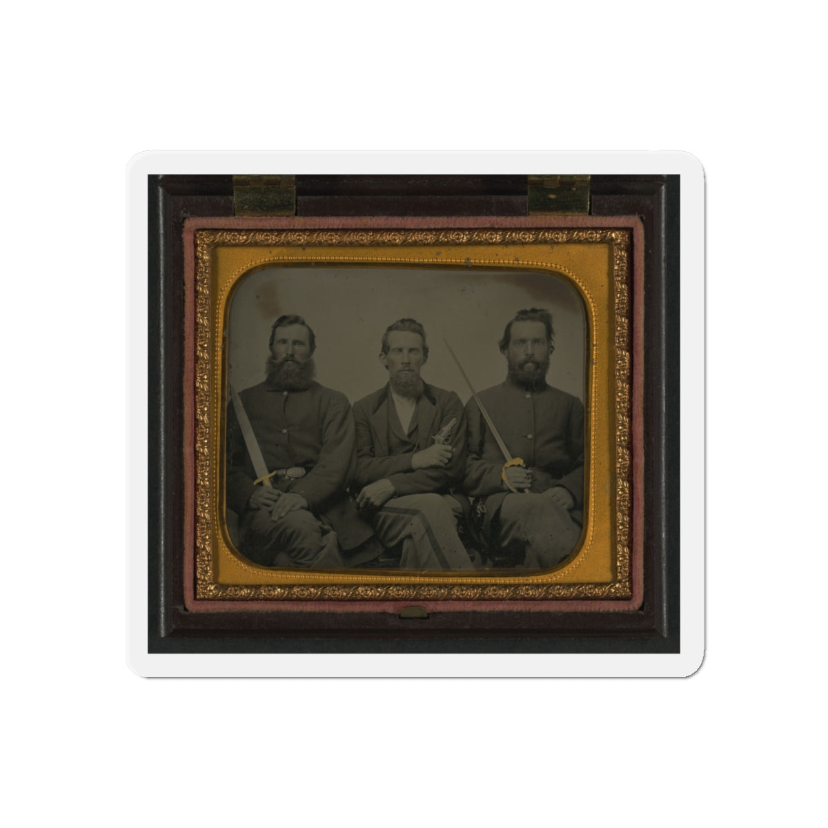 Three Unidentified Soldiers In Union Uniform With Swords And Revolver (U.S. Civil War) Refrigerator Magnet-6 × 6"-The Sticker Space