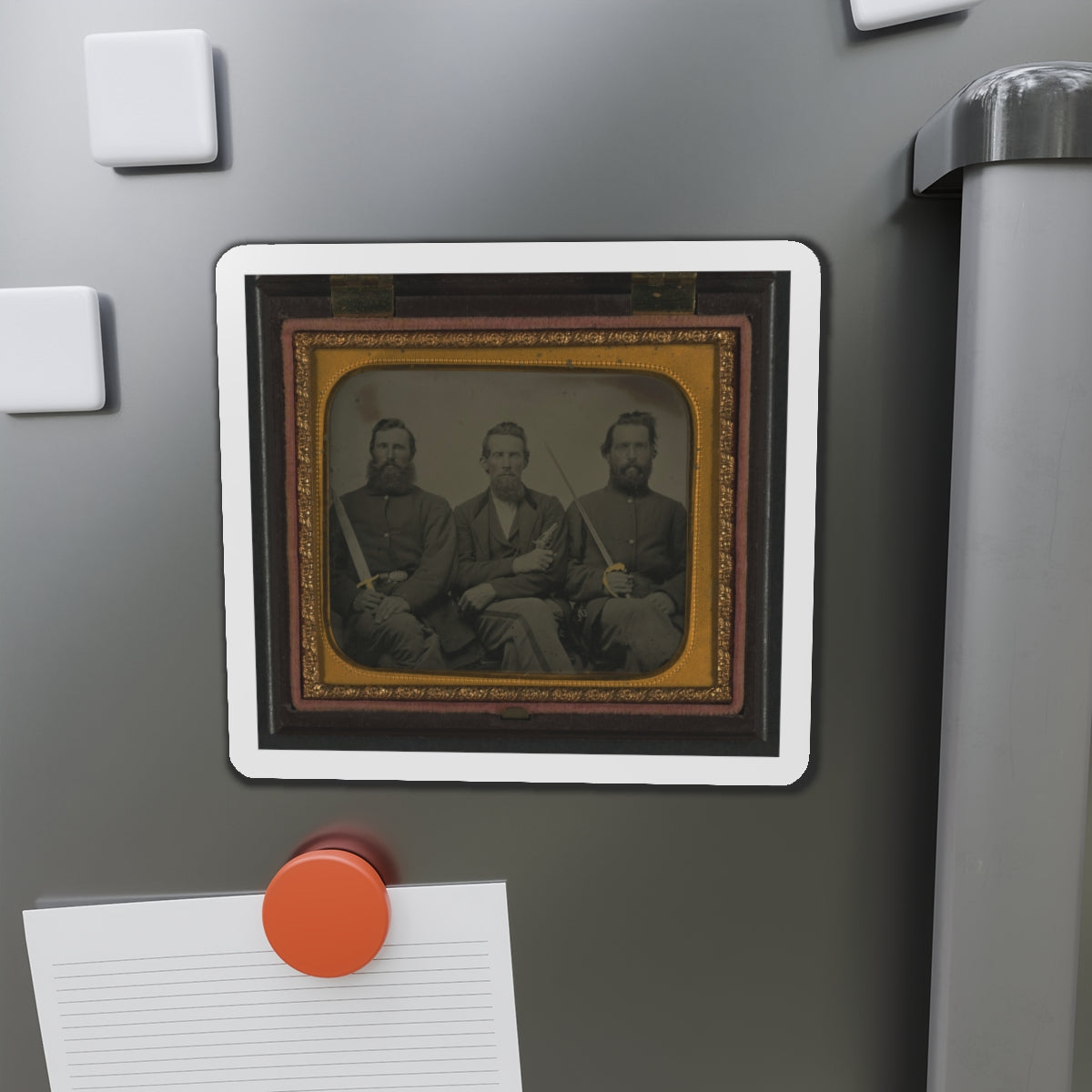 Three Unidentified Soldiers In Union Uniform With Swords And Revolver (U.S. Civil War) Refrigerator Magnet-The Sticker Space