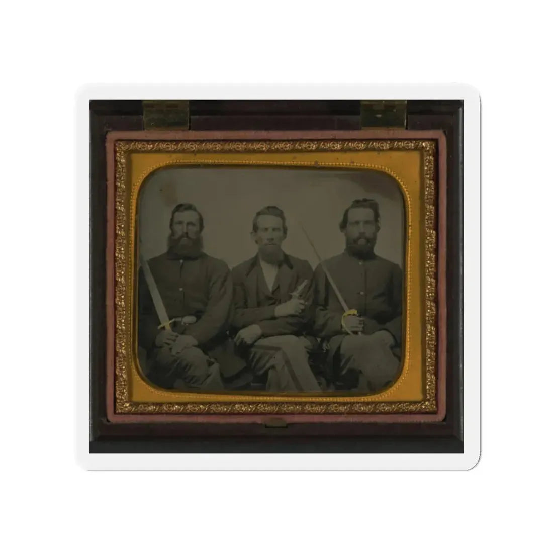 Three Unidentified Soldiers In Union Uniform With Swords And Revolver (U.S. Civil War) Refrigerator Magnet 2 Inch Die-Cut - The Sticker Space