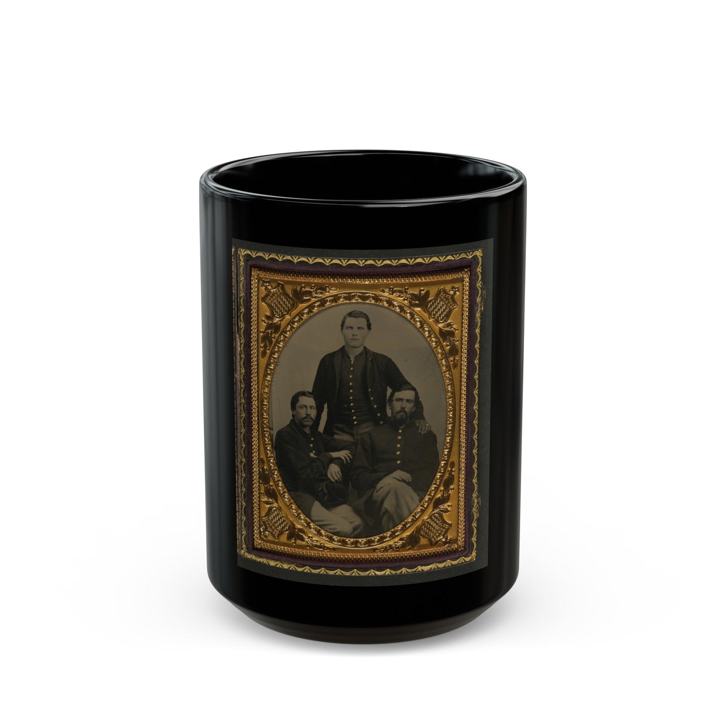 Three Unidentified Soldiers In Union Uniforms (U.S. Civil War) Black Coffee Mug-15oz-The Sticker Space