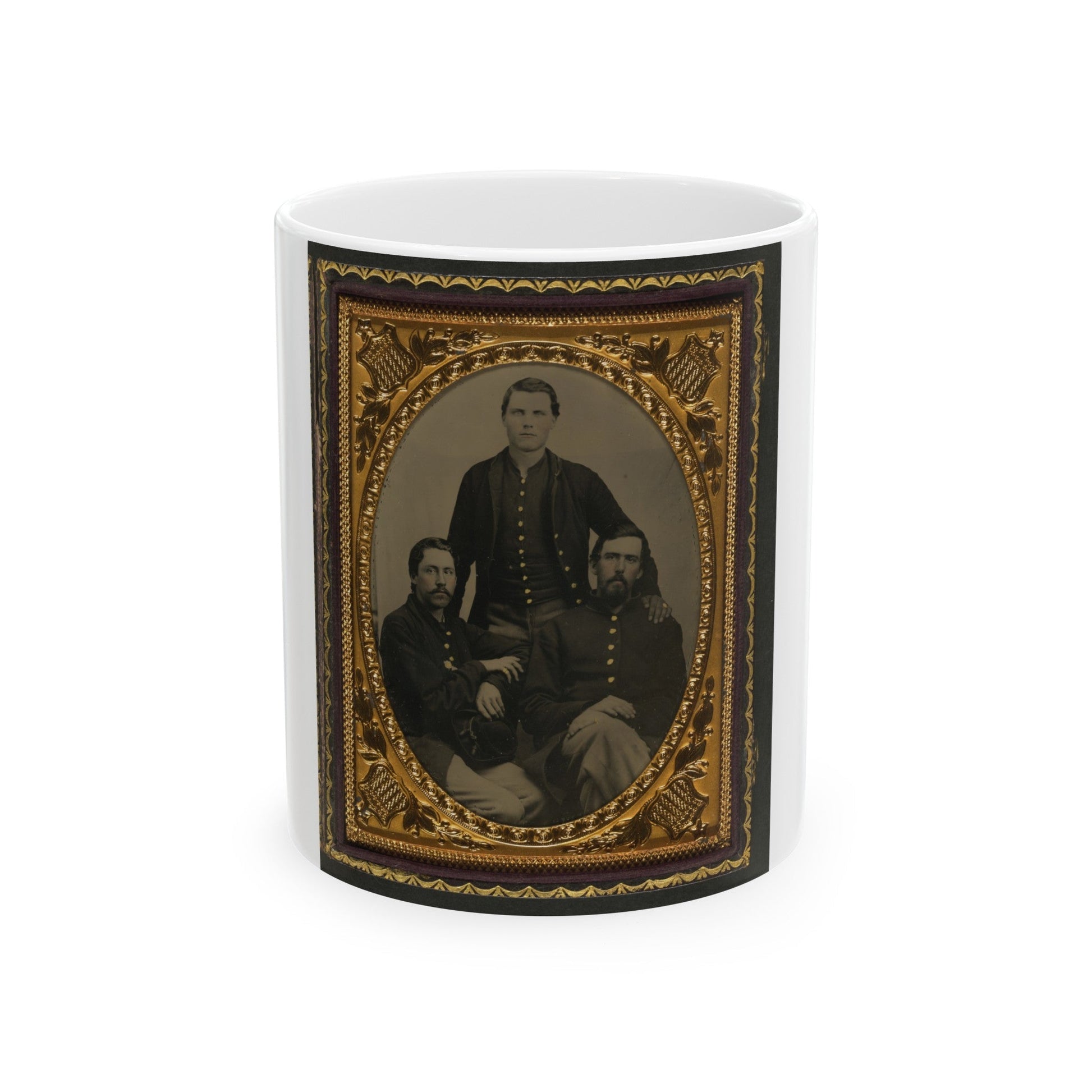 Three Unidentified Soldiers In Union Uniforms (U.S. Civil War) White Coffee Mug-11oz-The Sticker Space