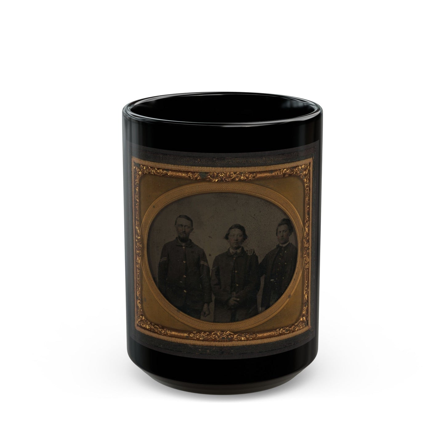 Three Unidentified Soldiers In Union Uniforms(2) (U.S. Civil War) Black Coffee Mug-15oz-The Sticker Space