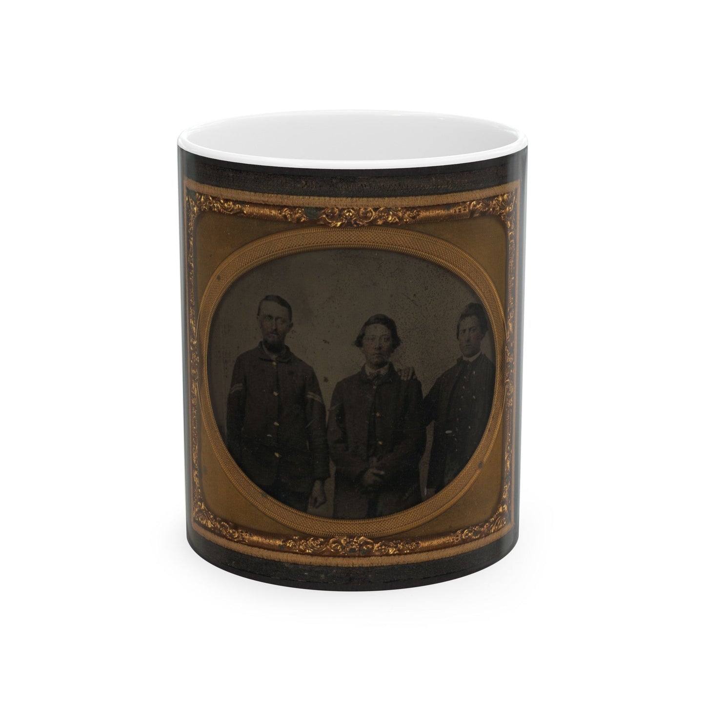 Three Unidentified Soldiers In Union Uniforms(2) (U.S. Civil War) White Coffee Mug-11oz-The Sticker Space