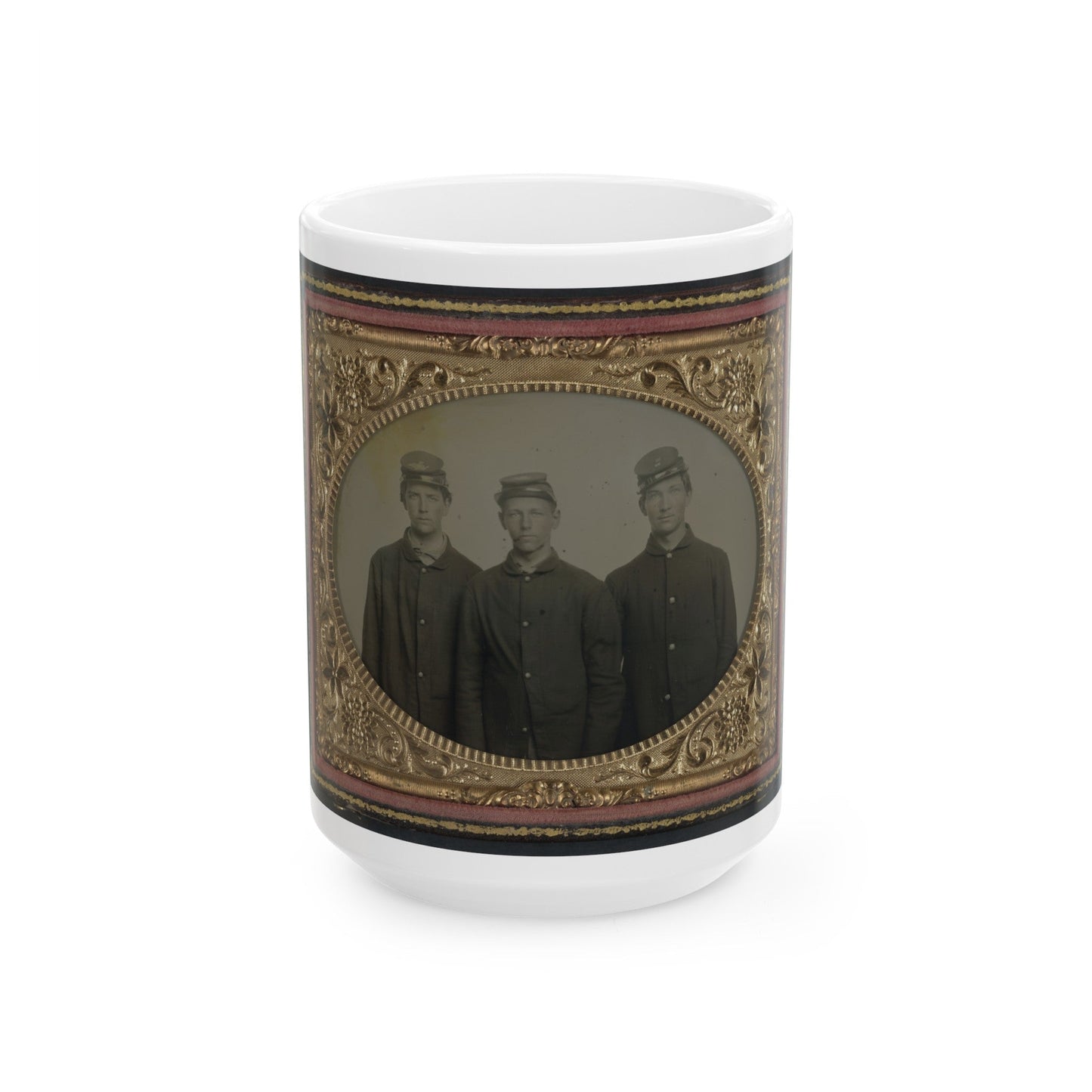 Three Unidentified Soldiers In Union Uniforms(3) (U.S. Civil War) White Coffee Mug-15oz-The Sticker Space