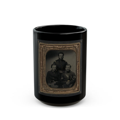 Three Unidentified Soldiers, Probably Of Company B, 23rd Ohio Infantry Regiment, With Revolvers And Sword (U.S. Civil War) Black Coffee Mug-15oz-The Sticker Space