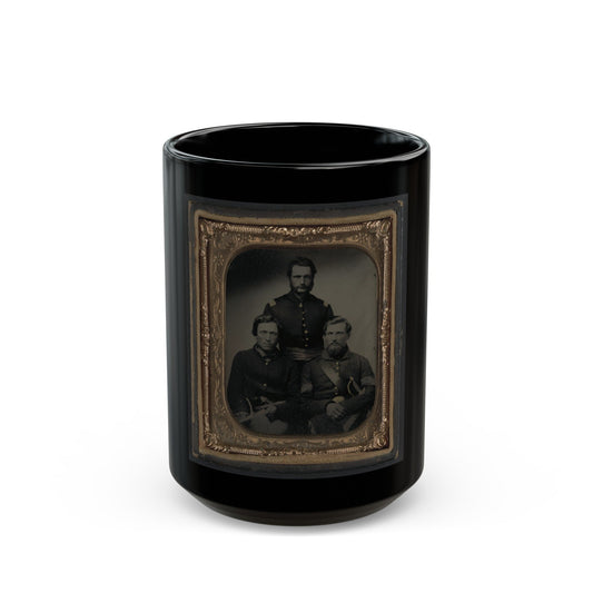 Three Unidentified Soldiers, Probably Of Company B, 23rd Ohio Infantry Regiment, With Revolvers And Sword (U.S. Civil War) Black Coffee Mug-15oz-The Sticker Space