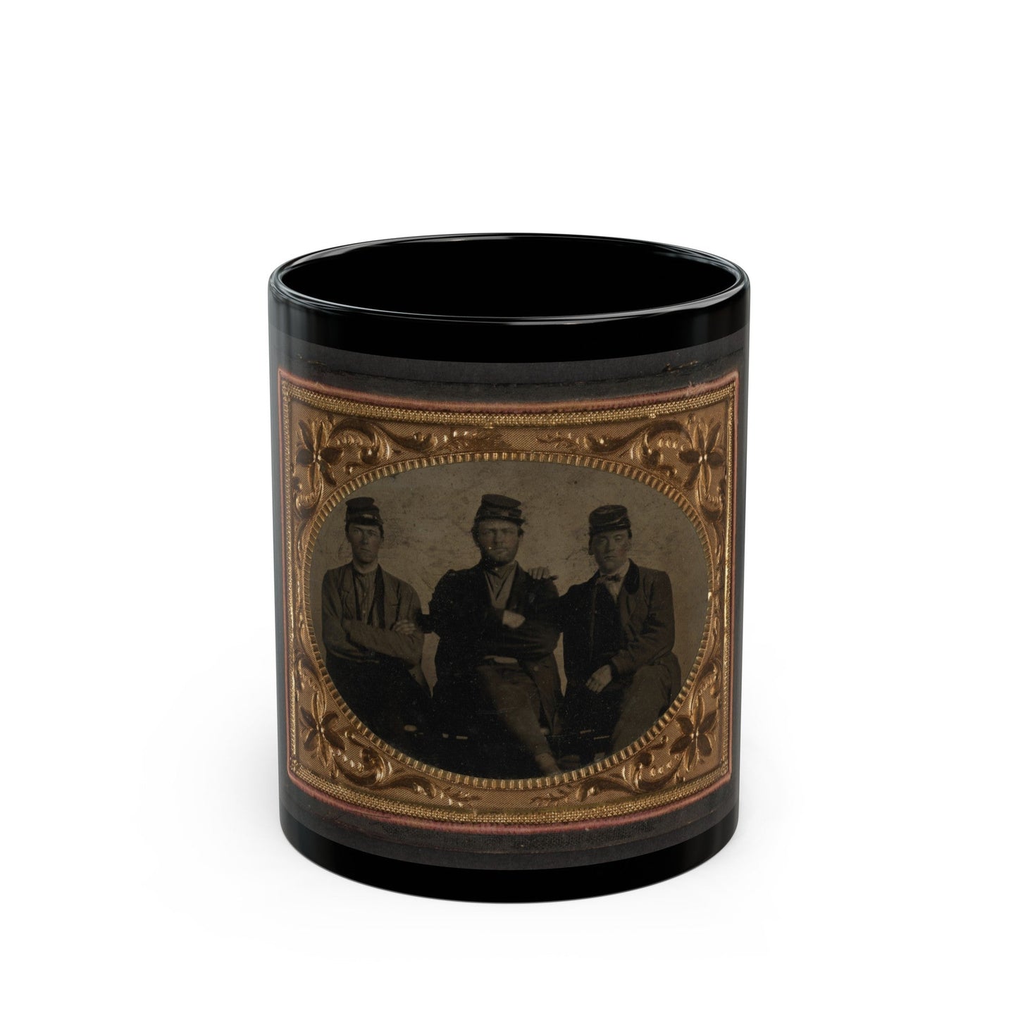 Three Unidentified Soldiers (U.S. Civil War) Black Coffee Mug-11oz-The Sticker Space