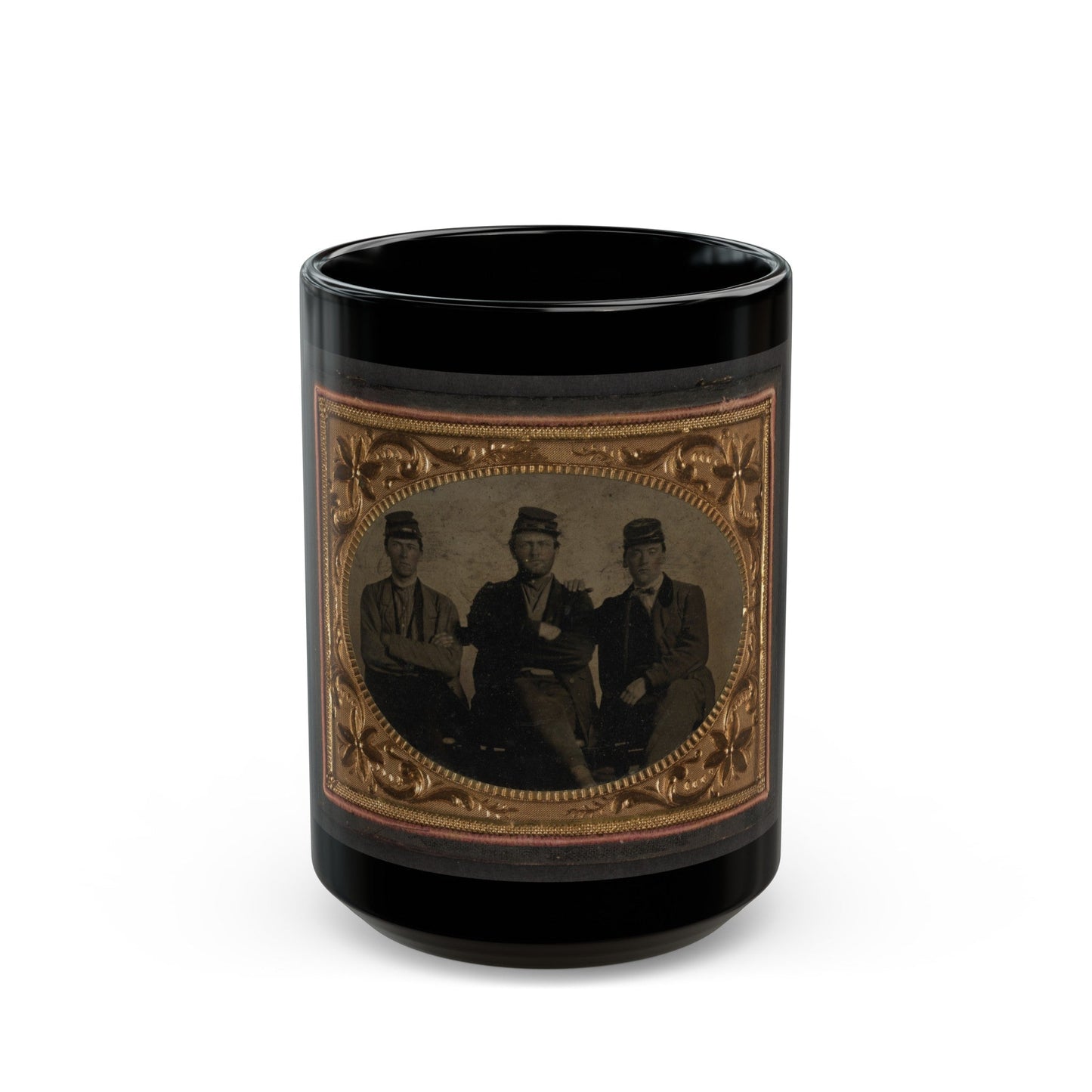 Three Unidentified Soldiers (U.S. Civil War) Black Coffee Mug-15oz-The Sticker Space