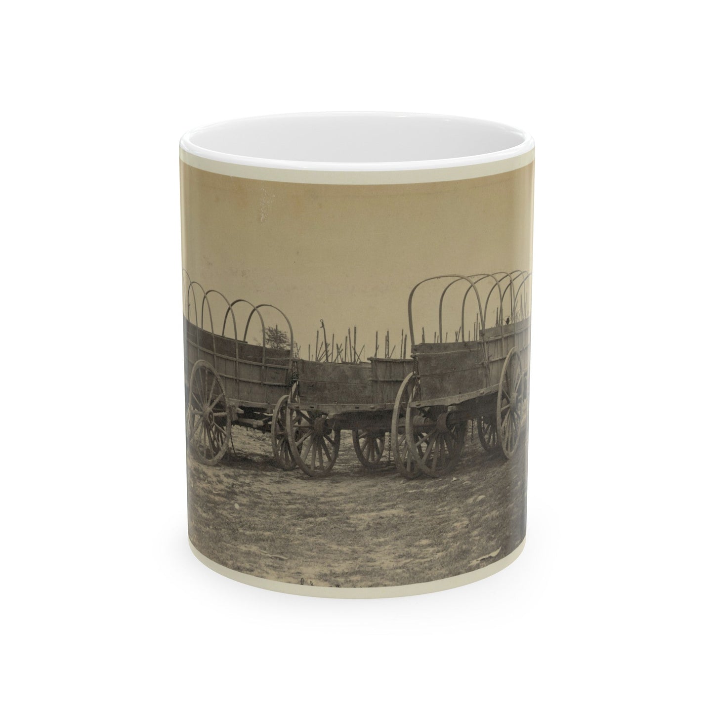 Three Wagons, Probably Used For Army Supplies In Civil War (U.S. Civil War) White Coffee Mug-11oz-The Sticker Space