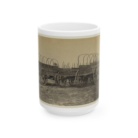 Three Wagons, Probably Used For Army Supplies In Civil War (U.S. Civil War) White Coffee Mug-15oz-The Sticker Space