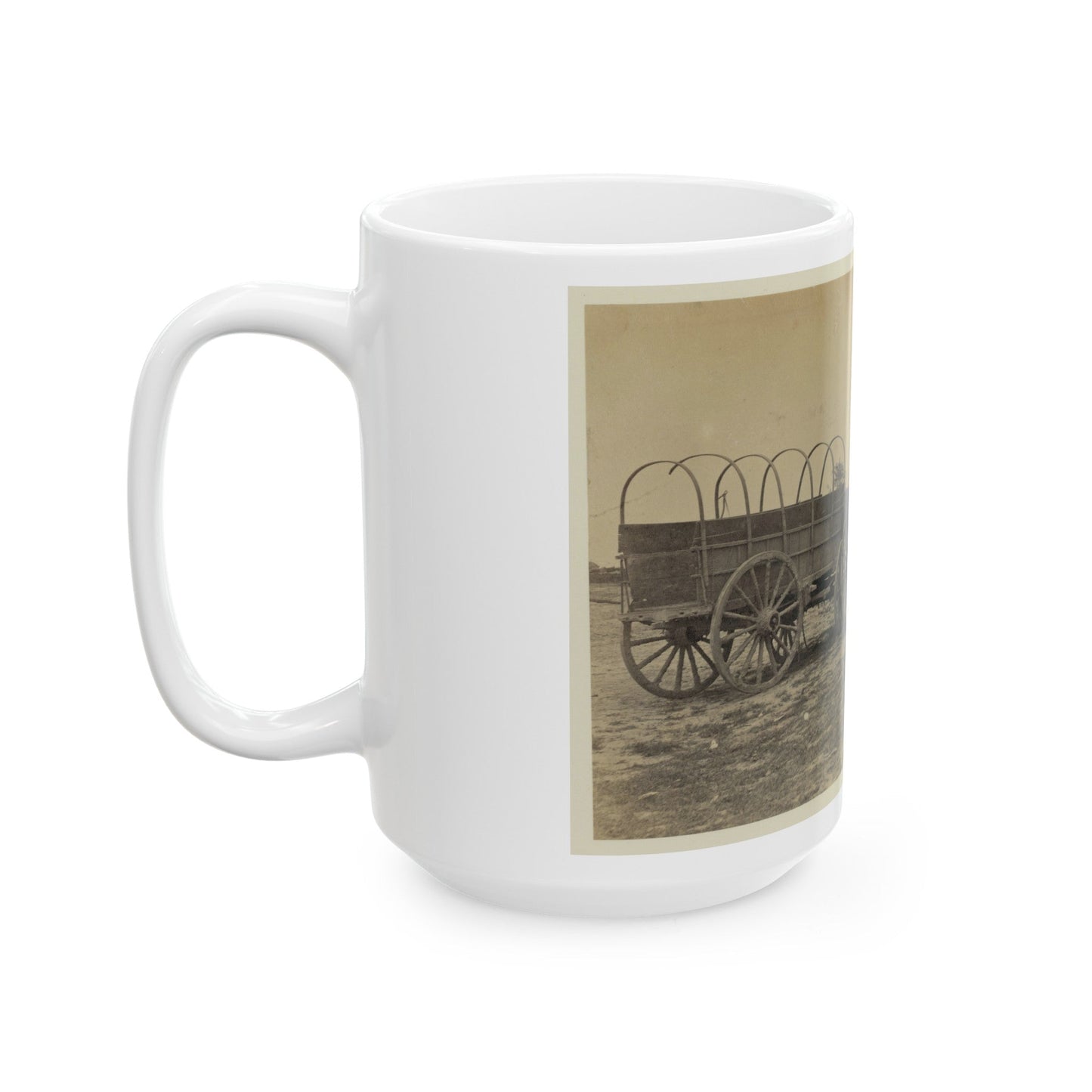 Three Wagons, Probably Used For Army Supplies In Civil War (U.S. Civil War) White Coffee Mug-The Sticker Space