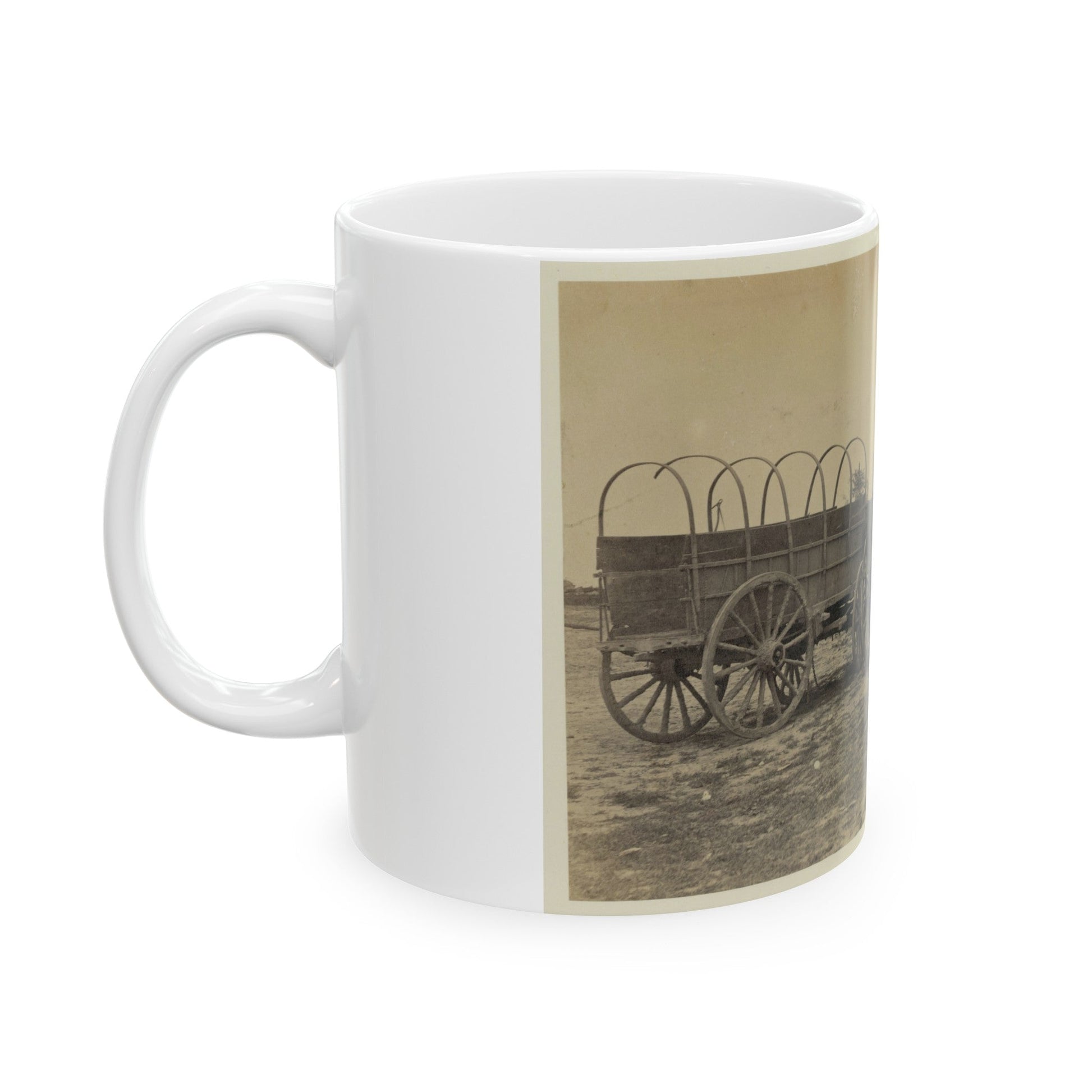 Three Wagons, Probably Used For Army Supplies In Civil War (U.S. Civil War) White Coffee Mug-The Sticker Space