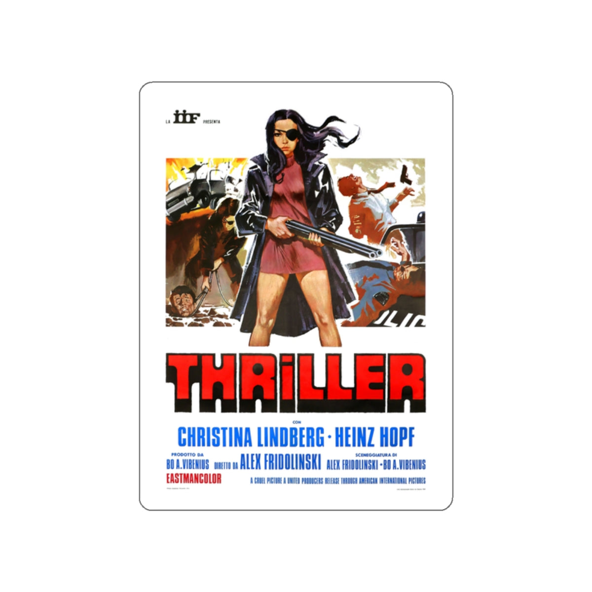 THRILLER A CRUEL PICTURE (ITALIAN) 1973 Movie Poster STICKER Vinyl Die-Cut Decal-White-The Sticker Space