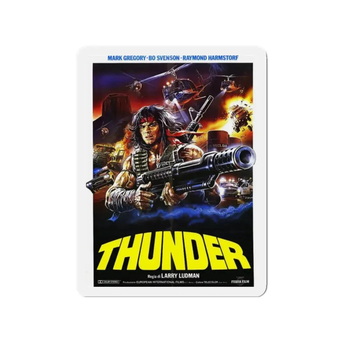 THUNDER 1983 Movie Poster - Refrigerator Magnet 2 Inch Die-Cut - The Sticker Space