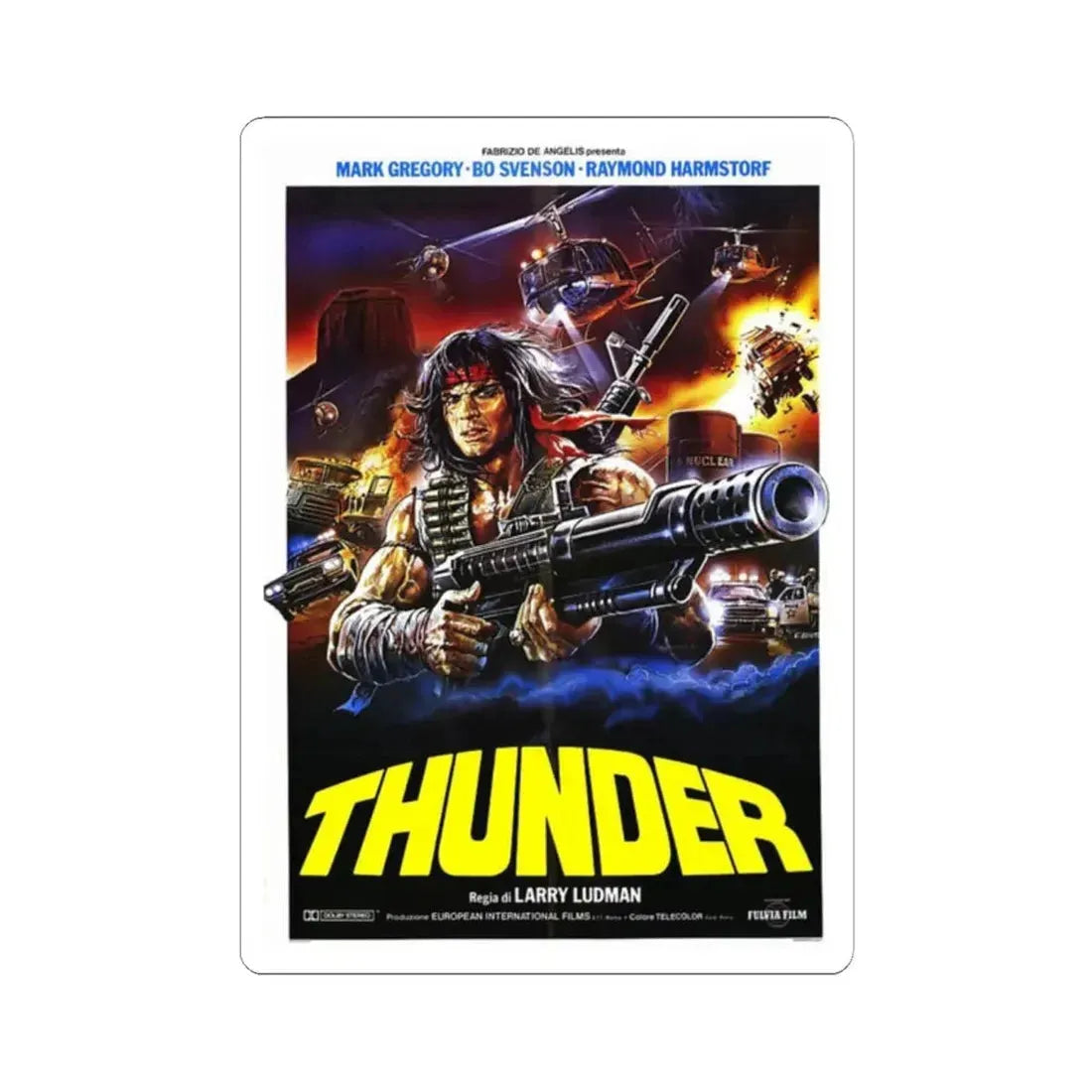 THUNDER 1983 Movie Poster - STICKER Vinyl Kiss-Cut Decal 2 Inch White - The Sticker Space