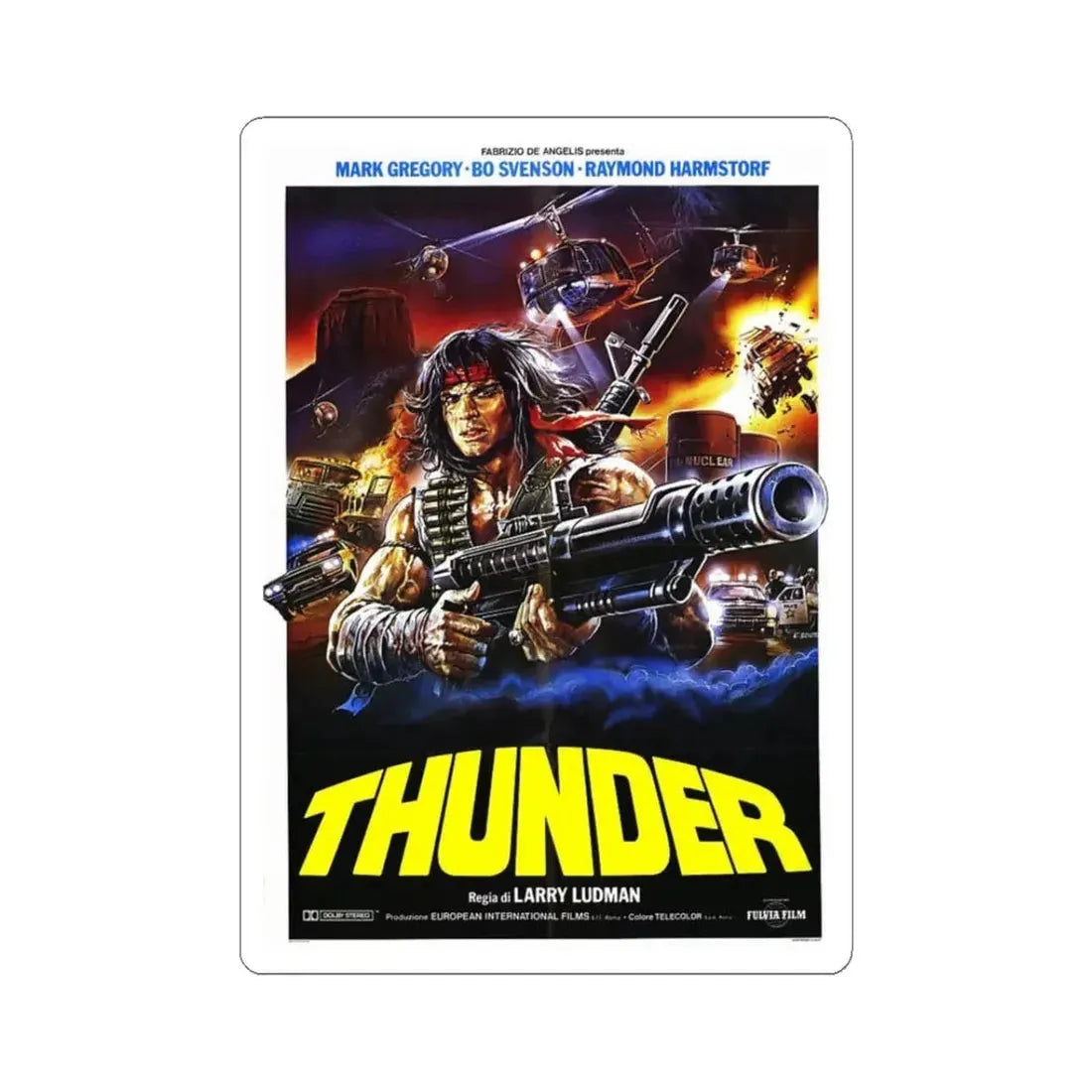THUNDER 1983 Movie Poster - STICKER Vinyl Kiss-Cut Decal 3 Inch White - The Sticker Space