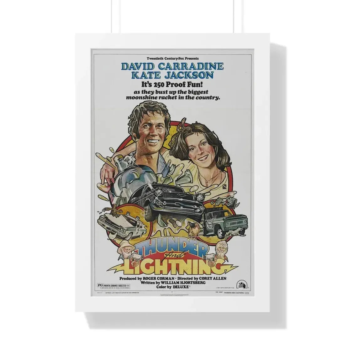 THUNDER AND LIGHTNING 1977 - Framed Movie Poster 16″ x 24″ White - The Sticker Space