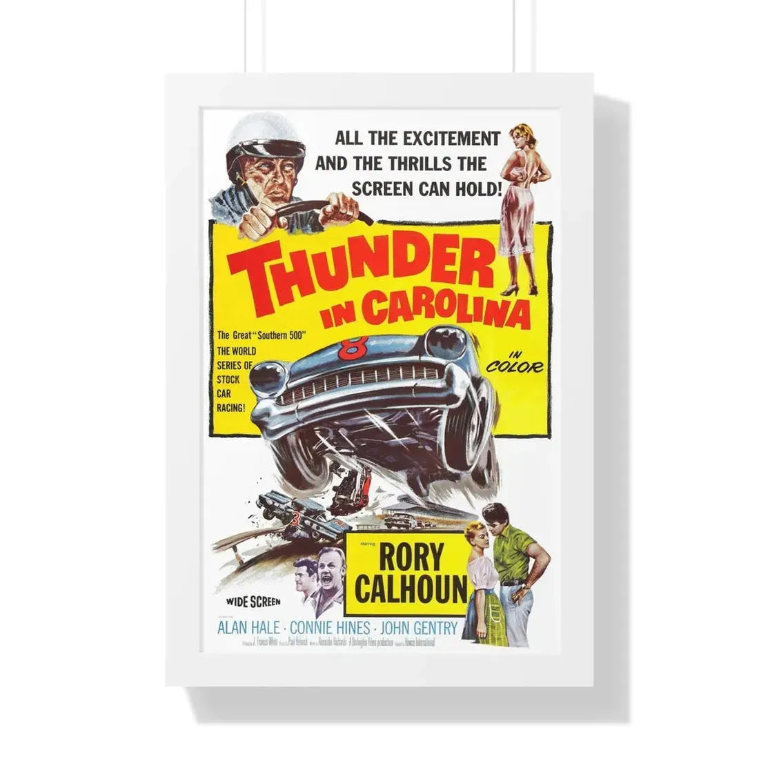 THUNDER IN CAROLINA 1960 - Framed Movie Poster 16″ x 24″ White - The Sticker Space