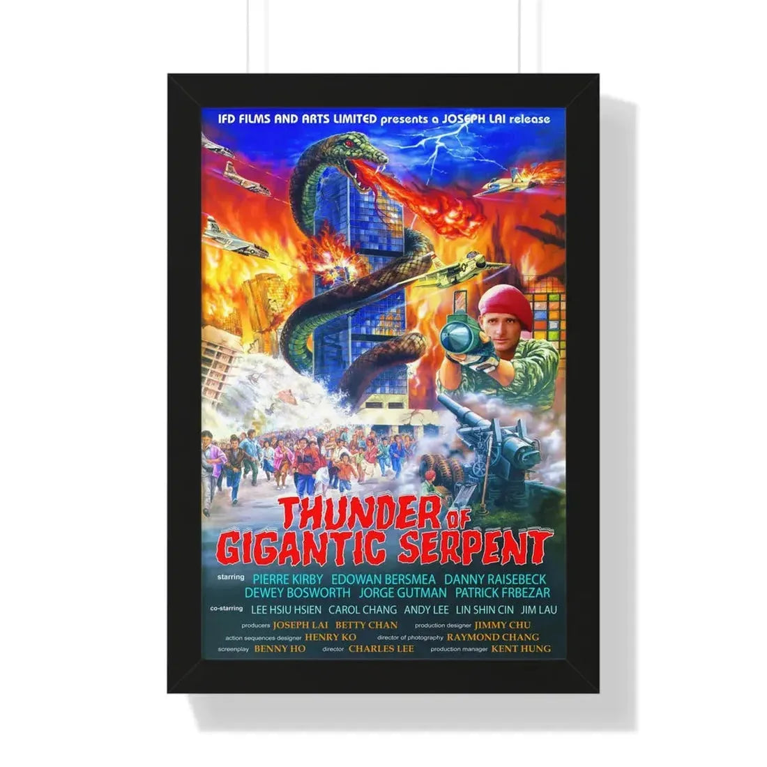 THUNDER OF GIGANTIC SERPENT 1988 - Framed Movie Poster 16″ x 24″ Black - The Sticker Space