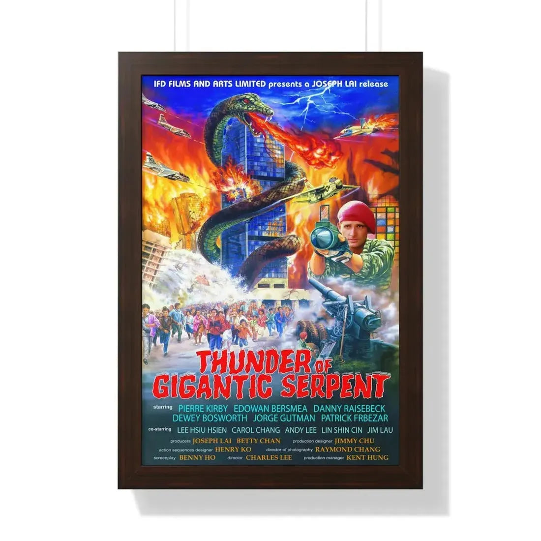 THUNDER OF GIGANTIC SERPENT 1988 - Framed Movie Poster 16″ x 24″ Walnut - The Sticker Space