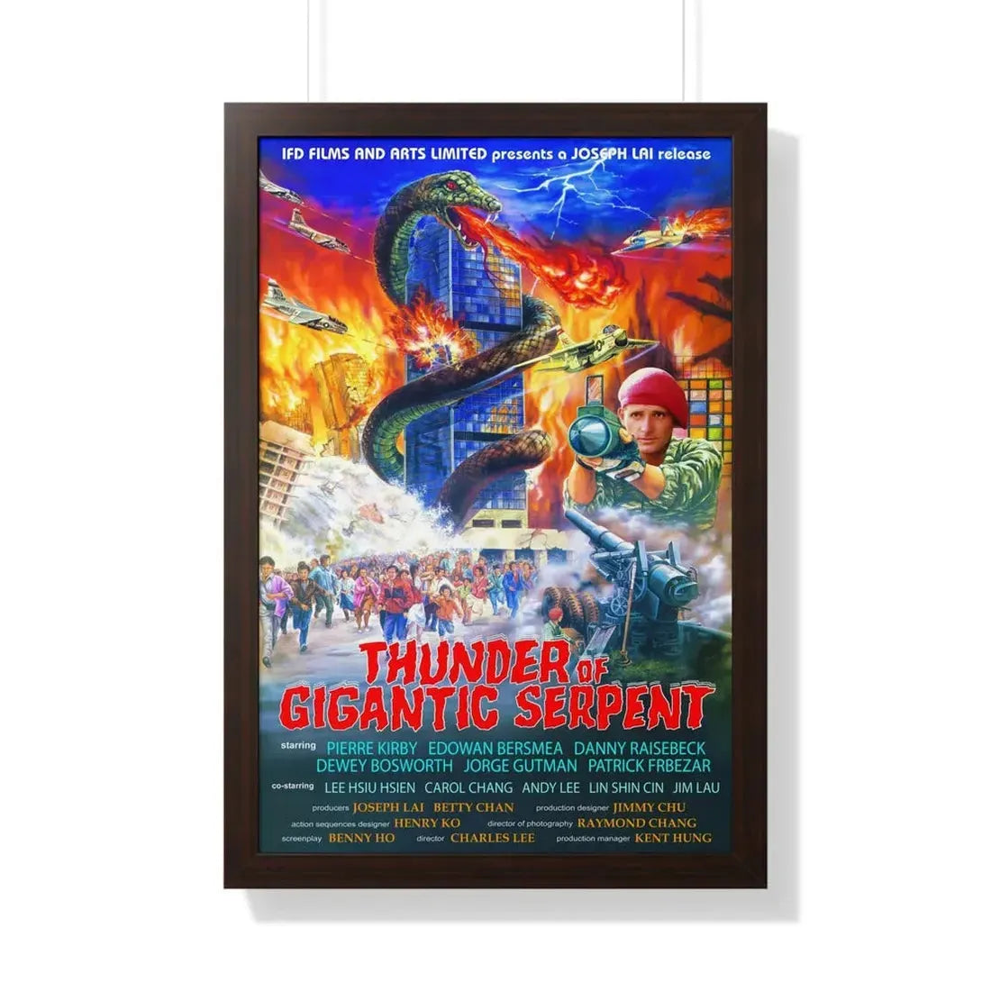THUNDER OF GIGANTIC SERPENT 1988 - Framed Movie Poster 20" x 30" Walnut - The Sticker Space