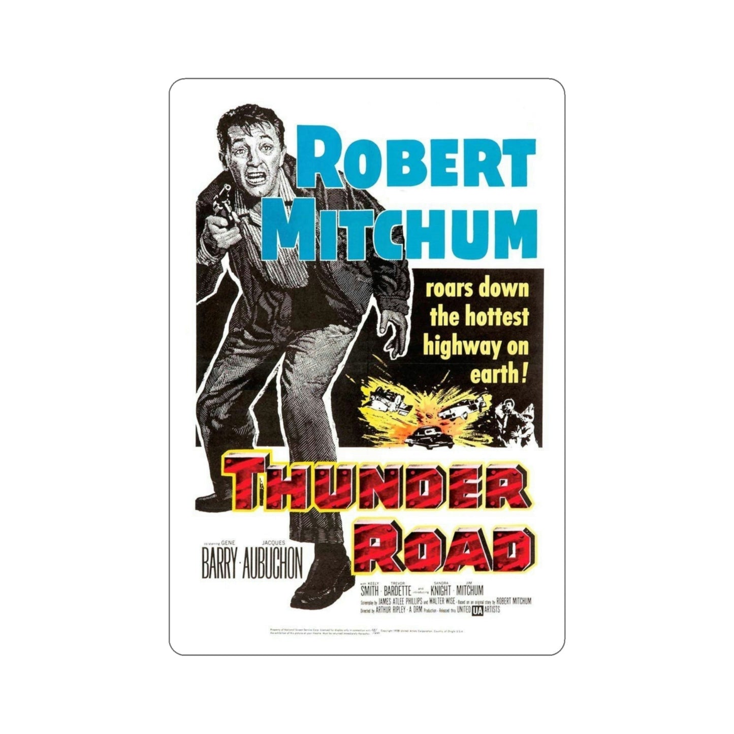 Thunder Road 1958 Movie Poster STICKER Vinyl Die-Cut Decal-4 Inch-The Sticker Space