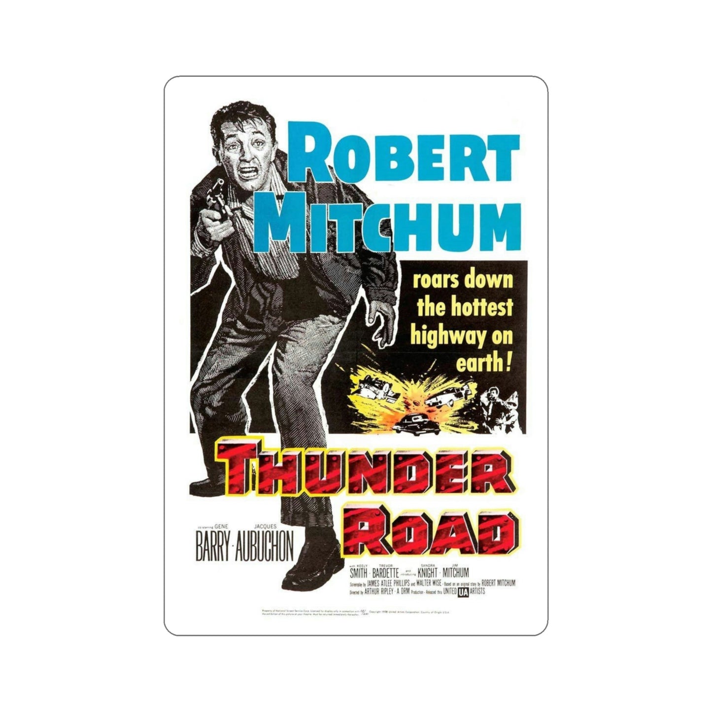 Thunder Road 1958 Movie Poster STICKER Vinyl Die-Cut Decal-5 Inch-The Sticker Space