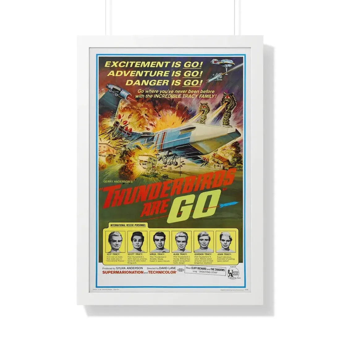 THUNDERBIRDS ARE GO 1966 - Framed Movie Poster 20" x 30" White - The Sticker Space
