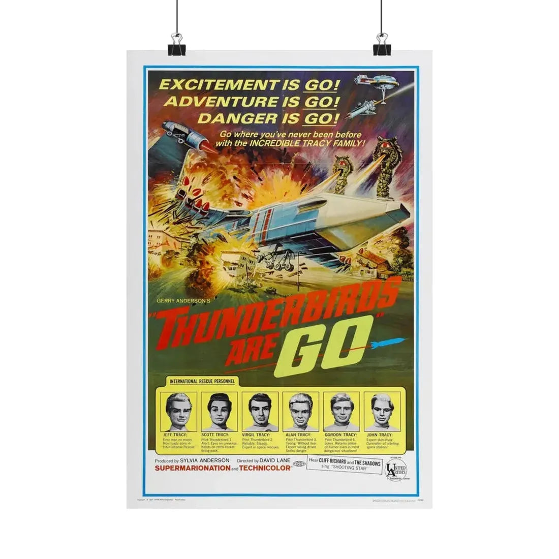 THUNDERBIRDS ARE GO 1966 - Paper Movie Poster 12″ x 18″ Matte - The Sticker Space