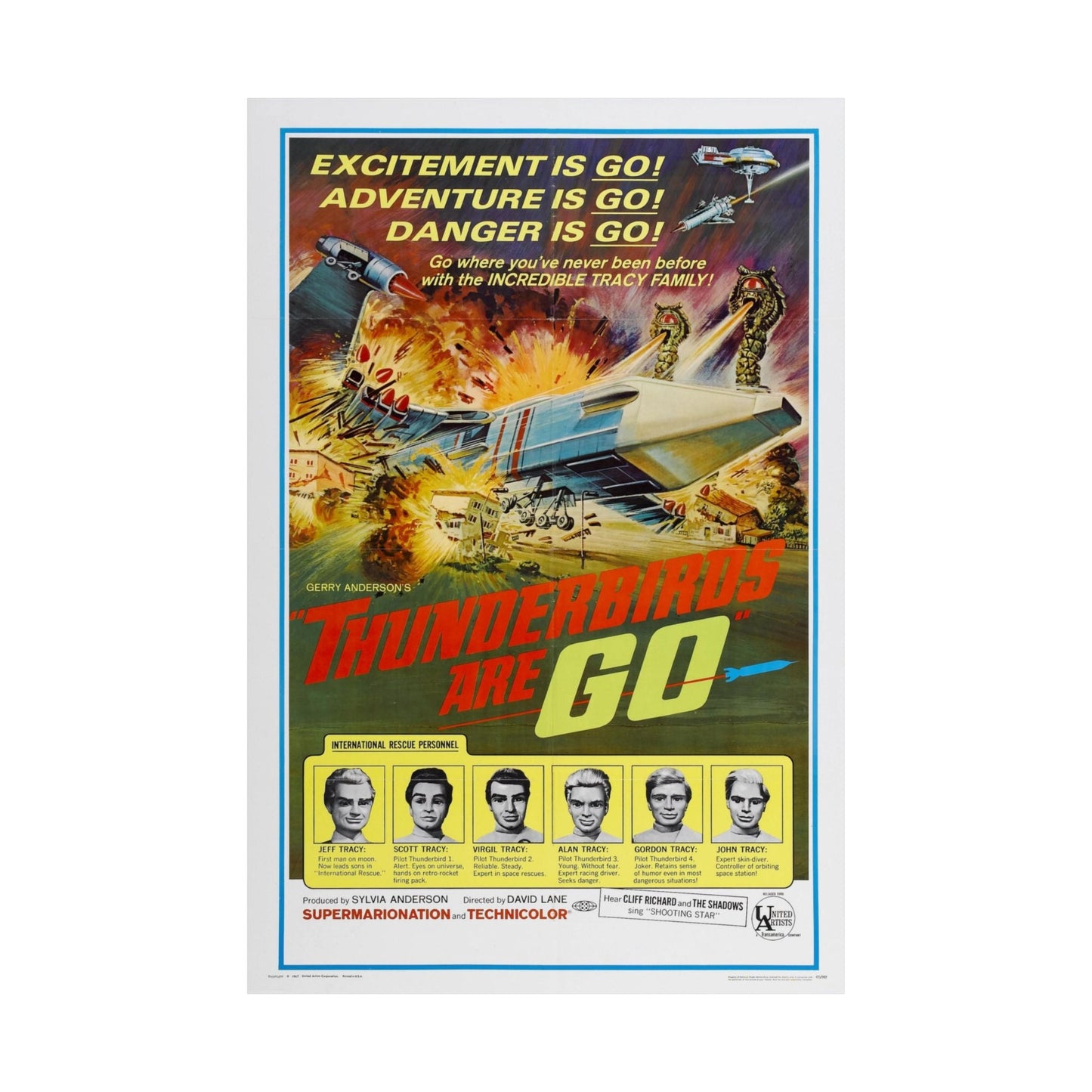 THUNDERBIRDS ARE GO 1966 - Paper Movie Poster-The Sticker Space