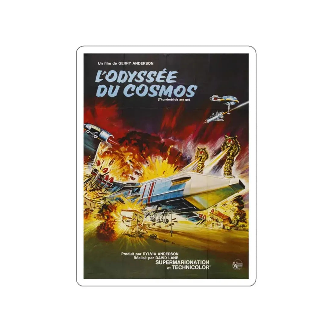 THUNDERBIRDS ARE GO (FRENCH) 1966 Movie Poster STICKER Vinyl Die-Cut Decal 3 Inch - The Sticker Space