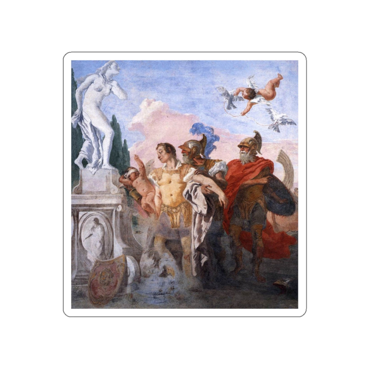 TIEPOLO, Giovanni Domenico - Rinaldo Leaving the Garden of Armida (Artwork) STICKER Vinyl Die-Cut Decal-White-The Sticker Space