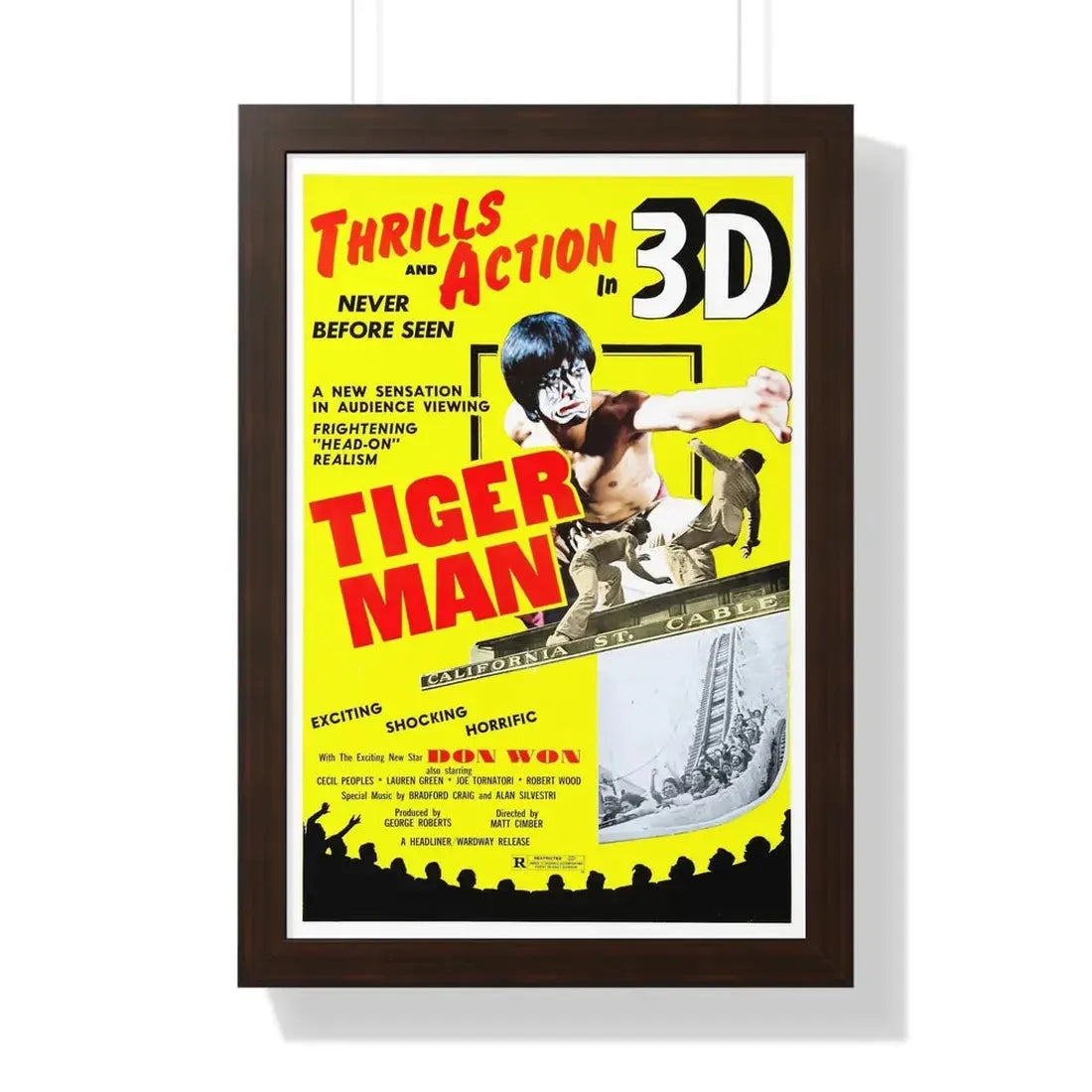 TIGER MAN 1983 - Framed Movie Poster 16″ x 24″ Walnut - The Sticker Space