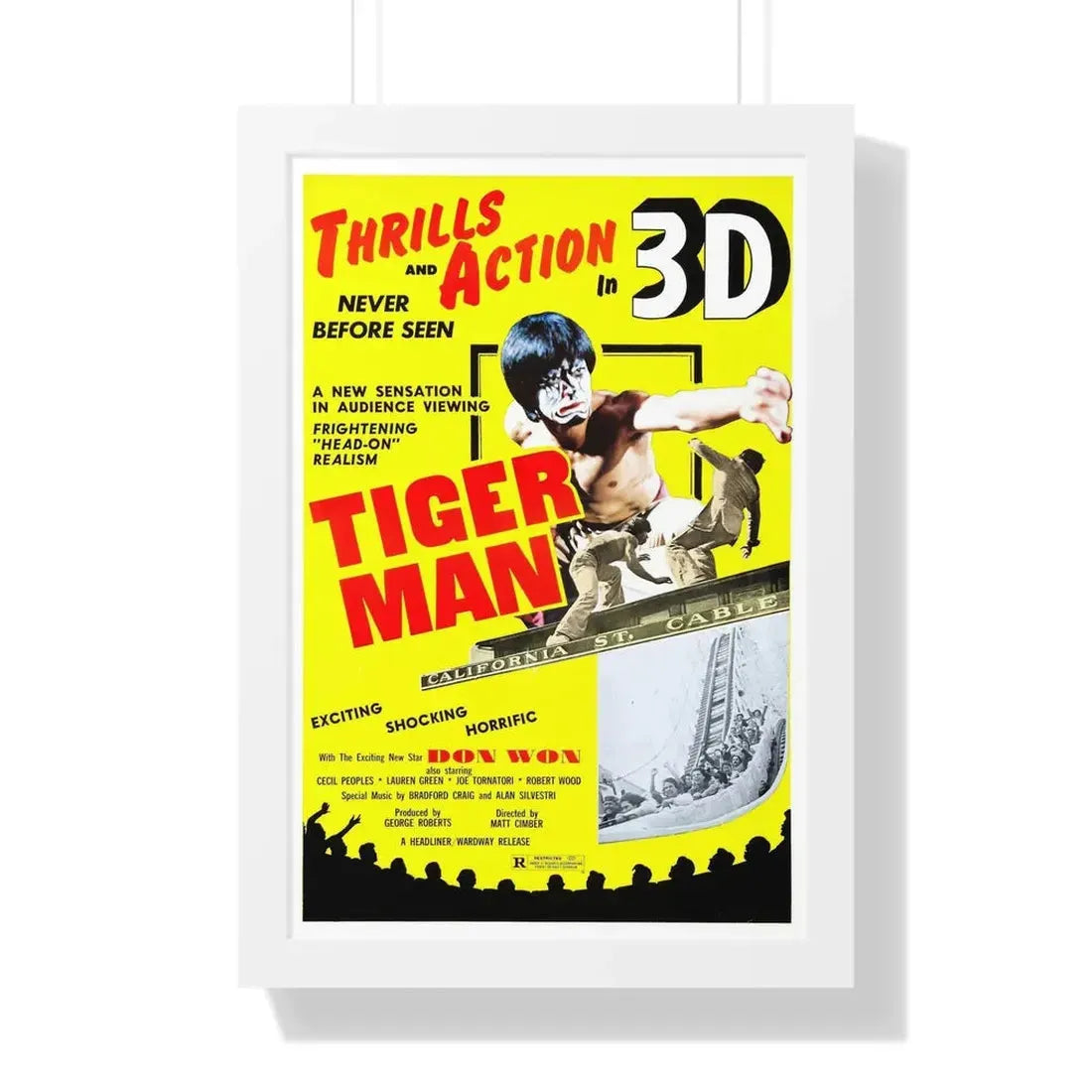 TIGER MAN 1983 - Framed Movie Poster 16″ x 24″ White - The Sticker Space