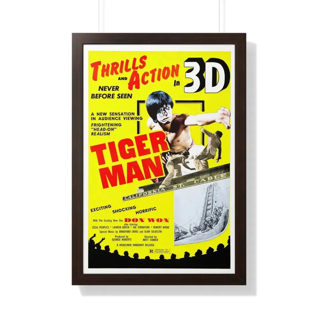 TIGER MAN 1983 - Framed Movie Poster 20" x 30" Walnut - The Sticker Space