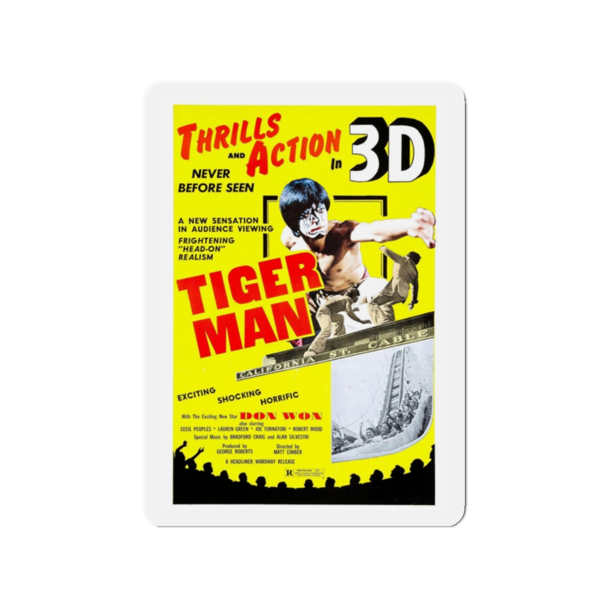 TIGER MAN 1983 Movie Poster - Refrigerator Magnet-2 Inch-The Sticker Space