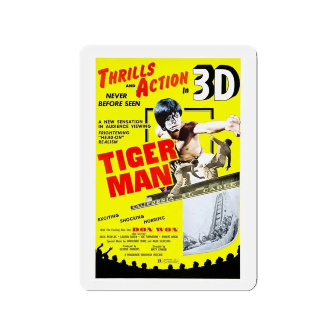 TIGER MAN 1983 Movie Poster - Refrigerator Magnet 2 Inch - The Sticker Space