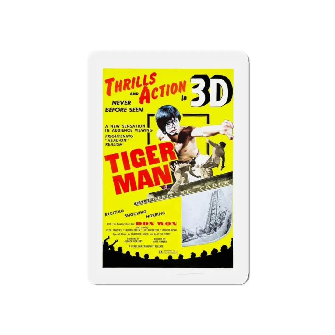 TIGER MAN 1983 Movie Poster - Refrigerator Magnet 6 Inch - The Sticker Space