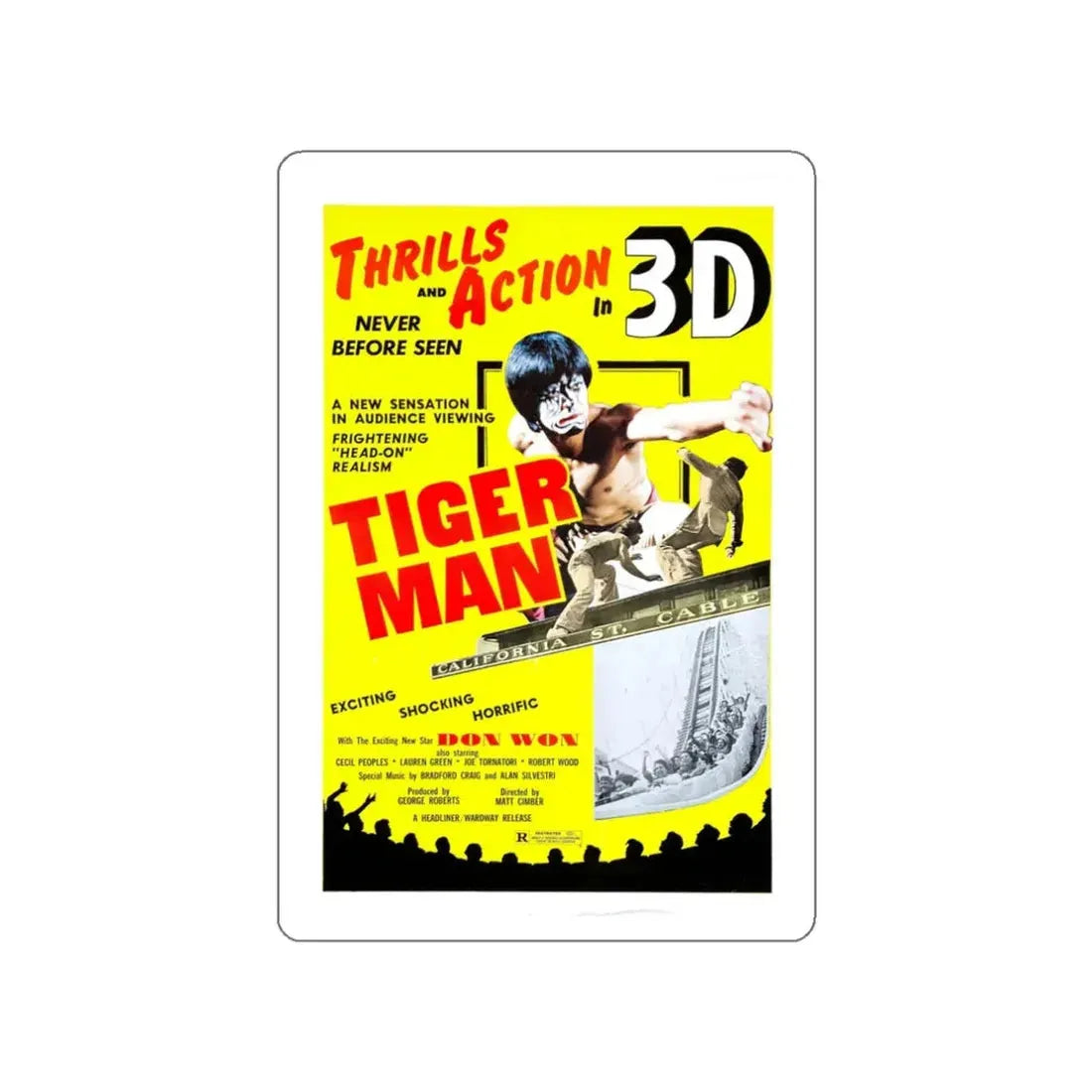 TIGER MAN 1983 Movie Poster STICKER Vinyl Die-Cut Decal 3 Inch - The Sticker Space