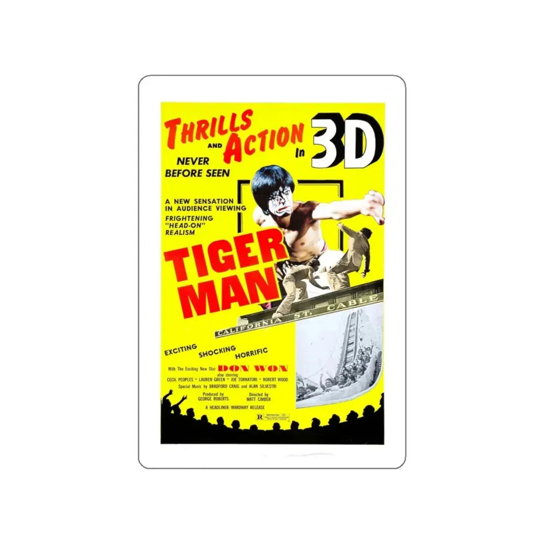 TIGER MAN 1983 Movie Poster STICKER Vinyl Die-Cut Decal 6 Inch - The Sticker Space