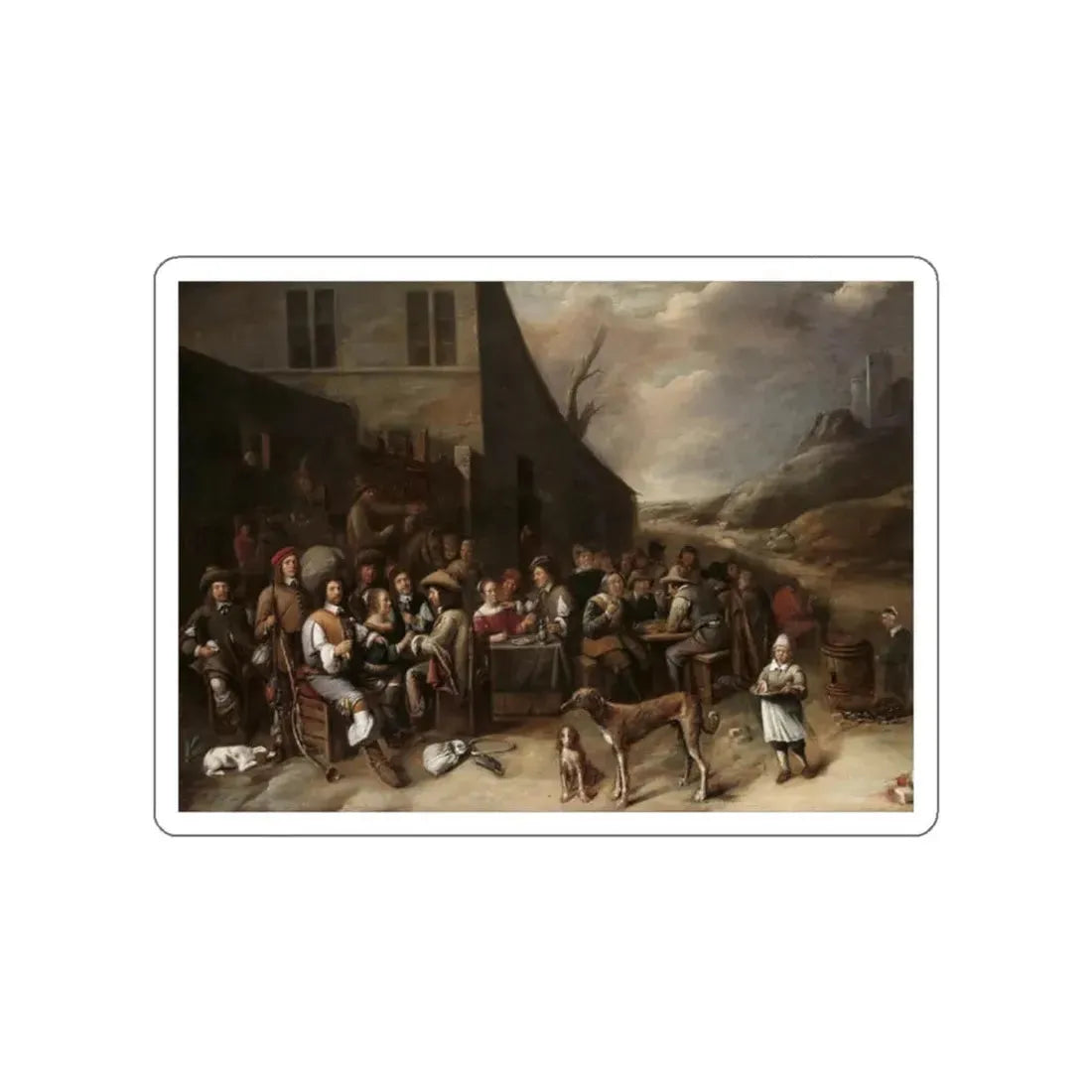 TILBORGH, Gillis van - Outside a Tavern (Artwork) STICKER Vinyl Die-Cut Decal White Die-Cut 2 Inch - The Sticker Space