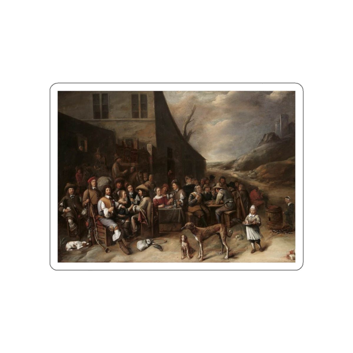 TILBORGH, Gillis van - Outside a Tavern (Artwork) STICKER Vinyl Die-Cut Decal-White-The Sticker Space