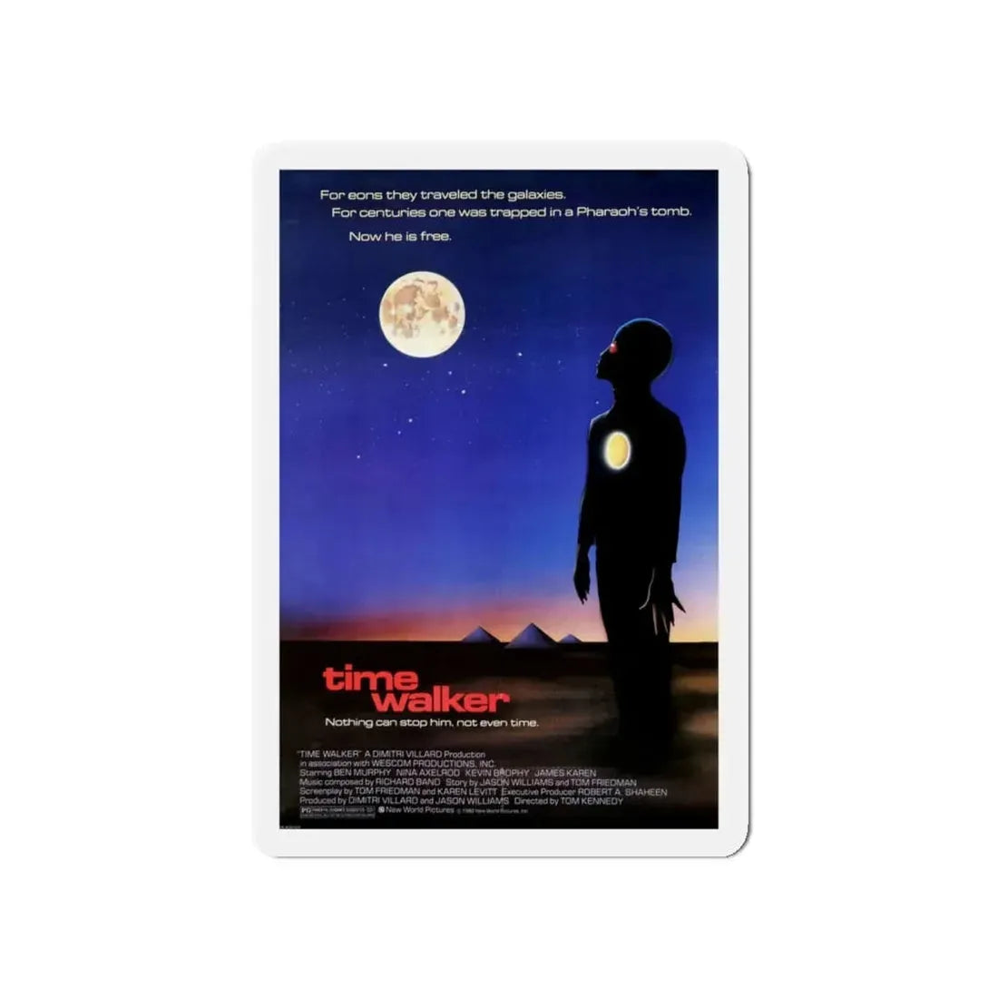 TIME WALKER 1982 Movie Poster - Refrigerator Magnet 4 Inch Die-Cut - The Sticker Space