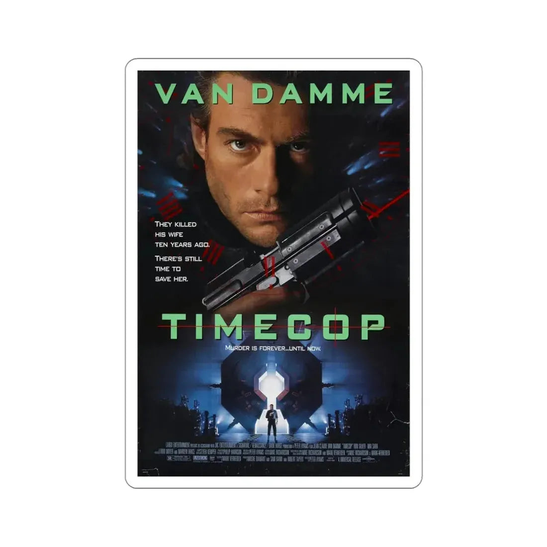 Timecop 1994 Movie Poster STICKER Vinyl Die-Cut Decal 4 Inch - The Sticker Space
