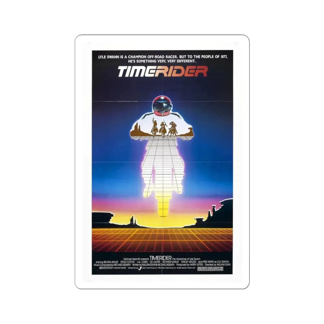 TIMERIDER 1982 Movie Poster - STICKER Vinyl Kiss-Cut Decal 6 Inch White - The Sticker Space