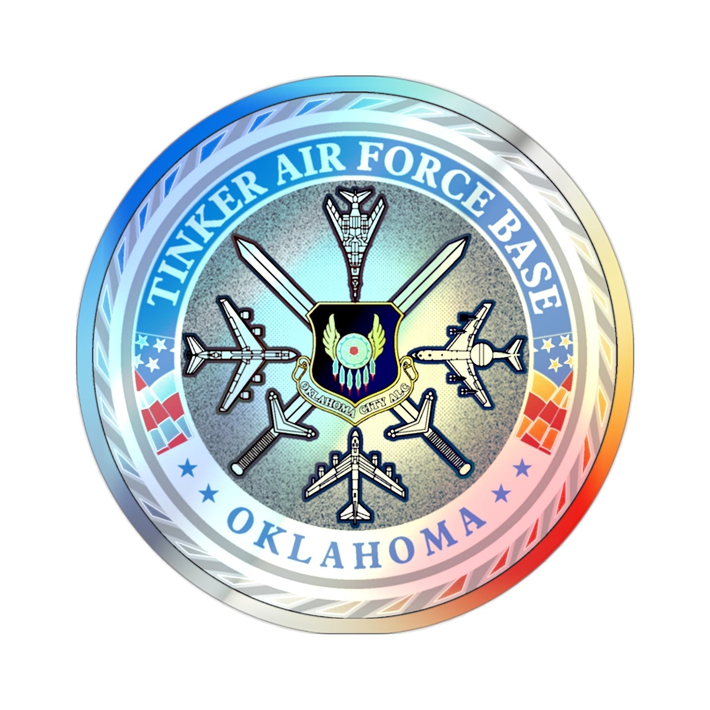 Tinker AF Base (U.S. Air Force) Holographic STICKER Die-Cut Vinyl Decal-2 Inch-The Sticker Space