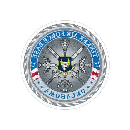 Tinker AF Base (U.S. Air Force) REVERSE PRINT Transparent Die-Cut STICKER 5 Inch Die-Cut Transparent - The Sticker Space