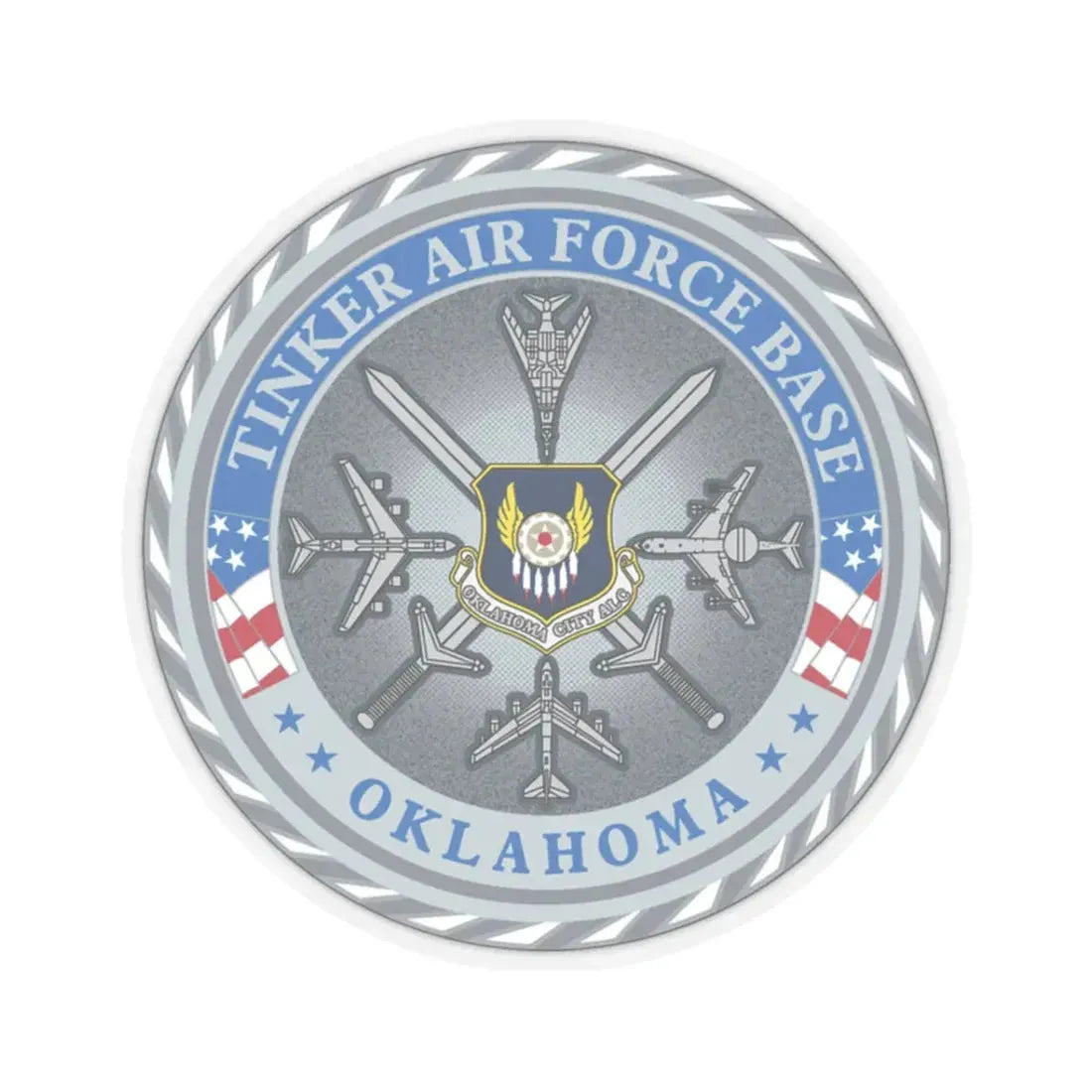 Tinker AF Base (U.S. Air Force) STICKER Vinyl Kiss-Cut Decal 3 Inch Transparent - The Sticker Space