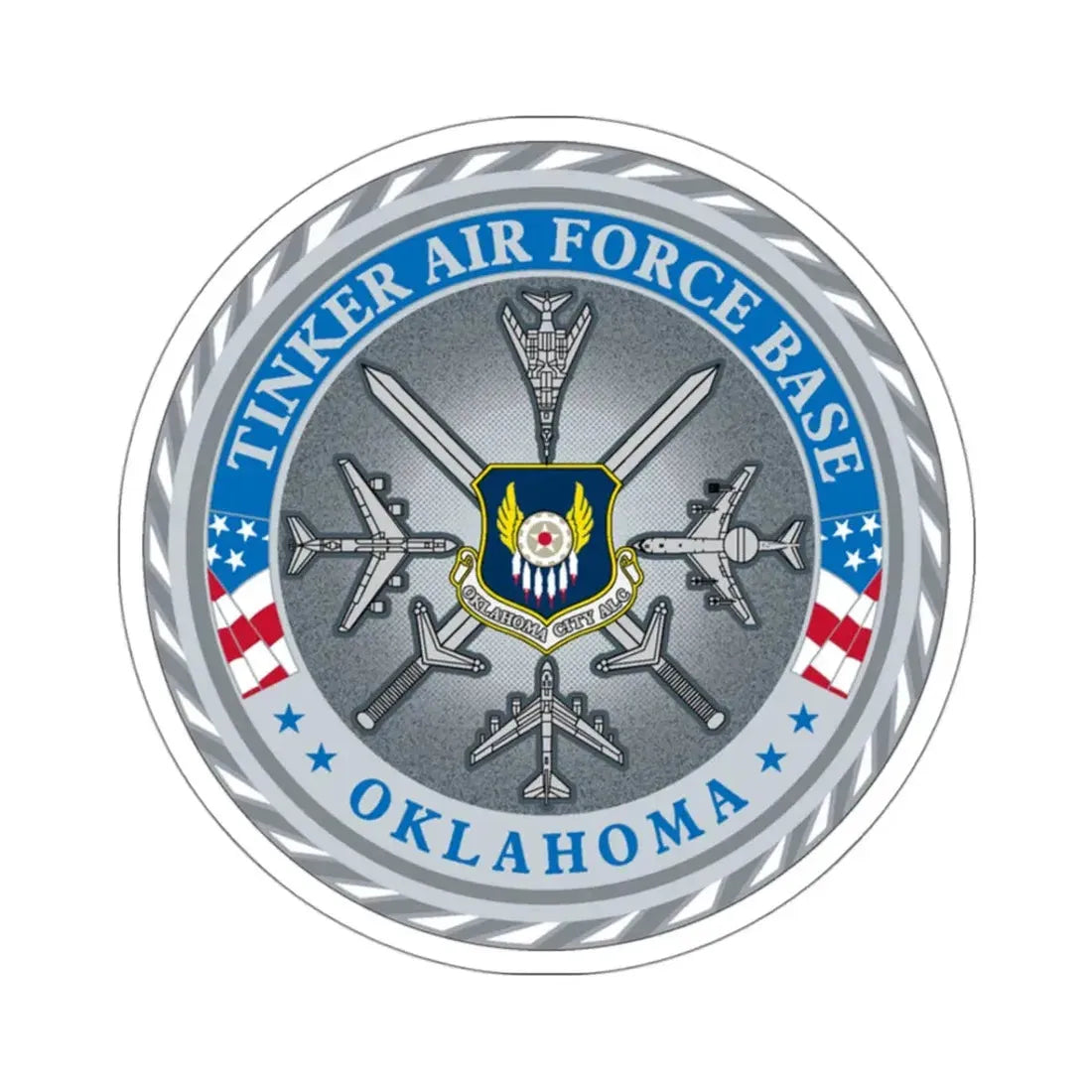 Tinker AF Base (U.S. Air Force) STICKER Vinyl Kiss-Cut Decal 3 Inch White - The Sticker Space