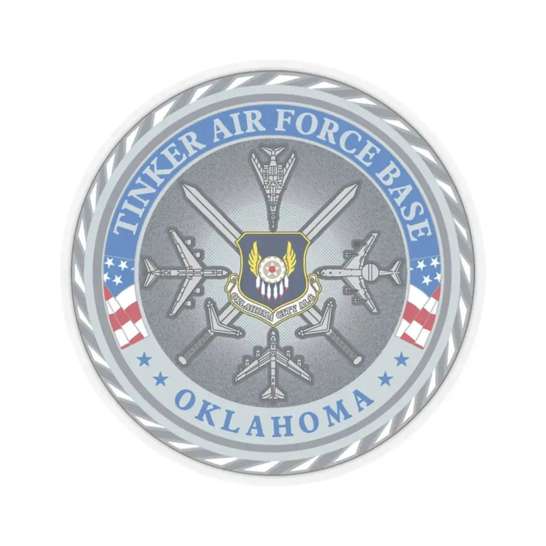 Tinker AF Base (U.S. Air Force) STICKER Vinyl Kiss-Cut Decal 4 Inch Transparent - The Sticker Space